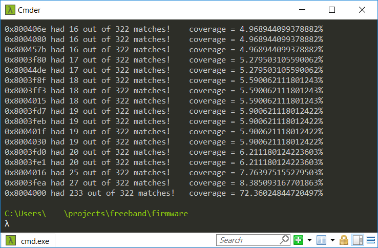 Screenshot with the found base address