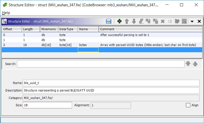 Screenshot of created UUID structure